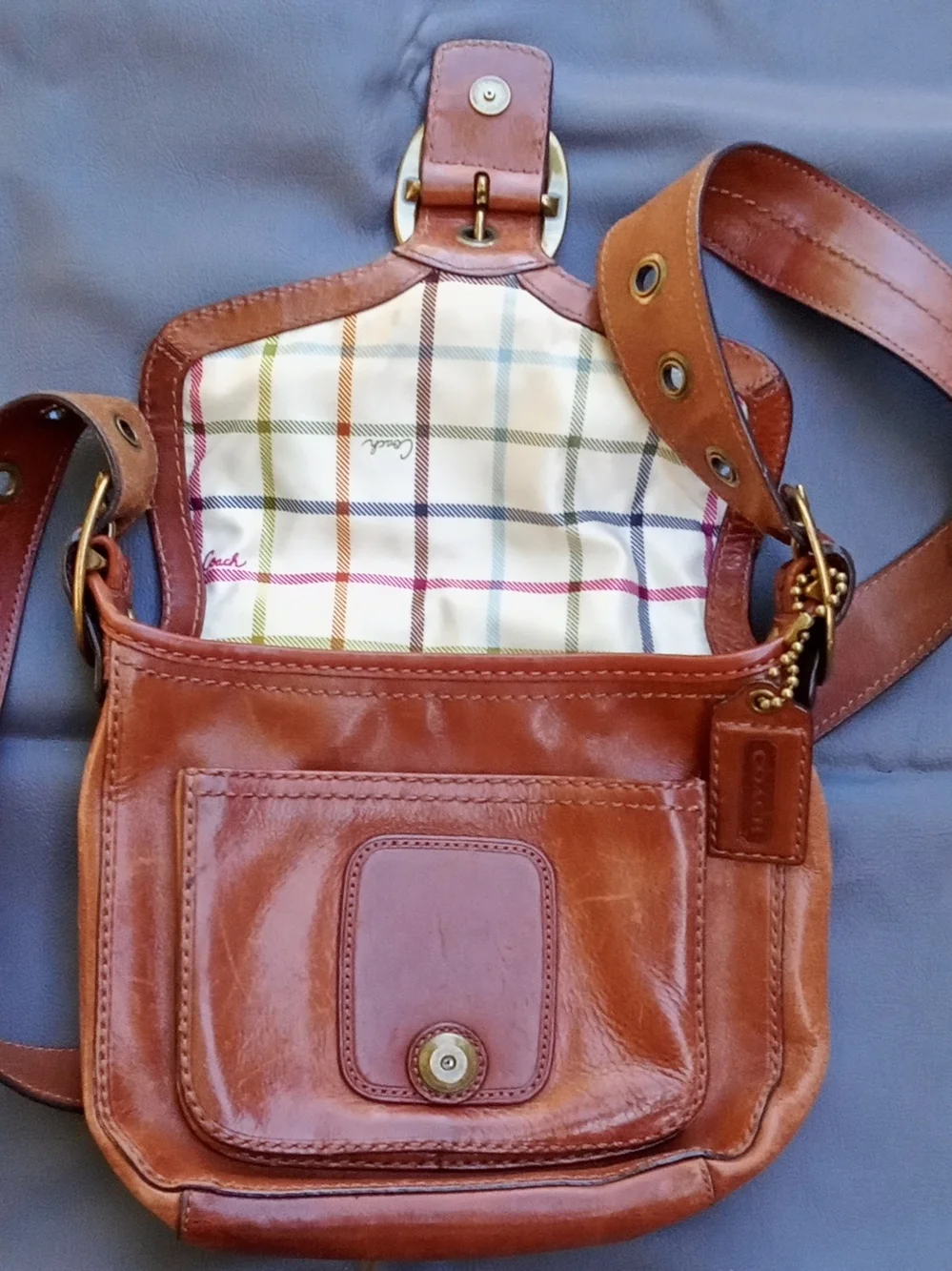 Coach Tan Leather Buckle Shoulder Bag
